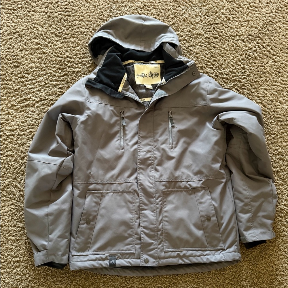 Planet earth snow/ski Gray Hooded Jacket